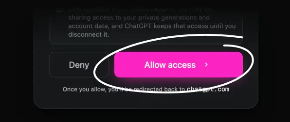 Authorizing OpenArt access in ChatGPT